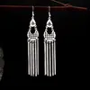 Pendientes Miao Étnicos de Borla Larga Estilo Nuevo, Pendientes Exagerados de Declaración de Moda Estilo Étnico de Plata Miao de Lujo Ligero