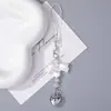 Chaveiro de Pingente Pequeno com Contas de Laço de Coração Prateado Pingente Pequeno DIY Artesanal Estilo Coreano Charme de Bolsa Ornamento de Corrente de Celular