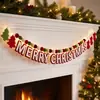 Exclusivo para ventas transfronterizas: Bandera de fieltro navideña, Bandera con letras de Feliz Navidad, Cadena de pompones, Juego de árbol de Navidad