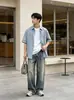 Jeans Wide Leg Reto com Bigodes de Gato Retro para Homens e Mulheres Verão Novo Estilo Americano Simples Básico Solto Casual Calça Longa
