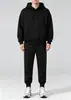 Nuevo conjunto de algodón de sudadera y pantalones jogger gruesos, casual de corte holgado, chaqueta con capucha forrada de forro polar para otoño e invierno, pantalones deportivos unisex