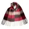Cachecol Xadrez de Inverno com Franjas em Falso Mohair Transfronteiriço em Estoque, Xale com Toque de Falso Caxemira, Comércio Exterior Suporta Troca de Etiquetas