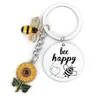 Llavero de Acero Inoxidable Dama Girasol Abeja Llavero Regalo para Amigos Llavero de Abeja Mayoreo