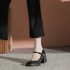 Scarpin Mary Jane Salto Bloco Alto Estilo Francês para Mulheres Primavera e Outono 2026 Versátil Essencial para Casamento para Combinar com Vestidos