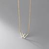 Collar de clavícula con letra W en plata de ley 925 para mujer, estilo japonés y coreano, sencillo, combinable, moderno, ligero, de lujo, estilo frío, nuevos accesorios transfronterizos.