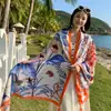 Chal de Estilo Étnico para Verano Mujer 2026 Nuevo Estilo Viaje a Yunnan Protección Solar Bufanda de Seda con Borlas Toalla de Playa