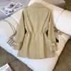 Nuevo Gabardina de Solapa para Mujer Primavera 2026, Cintura Media, Casual, Versátil, Adelgazante, Talla Petite, Gabardina de Primavera y Otoño