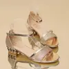 Sandalias de Comercio Exterior para Mujer Verano 2025 Nuevo Europeo y Americano Lentejuelas Moda Bolso con Hebilla Punta Abierta Talla Grande Sandalias Romanas
