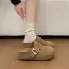 Sandálias Birkenstock com Solado Grosso para Aumentar Altura Interna Femininas 06 Novo Outono Versátil para Pessoas Baixas Bico Fechado Meio Chinelo para Uso Externo Sandálias Birkenstock