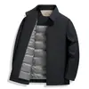 Chaqueta de plumón para hombre 2026 Otoño/Invierno Versión con cuello ejecutivo y cremallera para uso de negocios y casual en mediana edad, Abrigo cálido para ir al trabajo