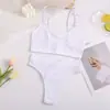 Comercio exterior de moda estilo Harajuku versátil camisola sin espalda sexy color liso bragas de corte alto conjunto de dos piezas para mujer