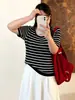 Camiseta de Punto Cuadrada de Manga Corta Simple para Mujer Talla Grande Mujer 2026 Otoño MM Gordita Versátil Casual Top Ropa Interior