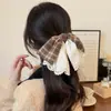 Presilha de Cabelo com Laço Xadrez Estilo Coreano com Toque de Luxo, Grampo Estilo Universitário para Prender o Cabelo na Nuca, Presilha para Rabo de Cavalo que Realça o Volume do Cabelo e Adiciona Elegância