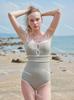 2024 Novo Europeu e Americano Ins Backless Emagrecimento Barriga Cobrindo Conservador Retro One-piece Swimsuit para Mulheres Maiô de Primavera Quente