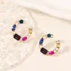 Yiwu joyería popular comercio electrónico transfronterizo geométrico incrustaciones de diamante nicho lujo ligero versátil moda aretes aretes para mujeres