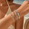 Europa y Estados Unidos popular transfronterizo pie nuevo tobillera femenina cadena de metal multicapa traje de vacaciones en la playa joyería de tobillera