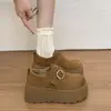 Zapatos retro de cuero con suela gruesa, corte profundo y correa versátil para aumentar la altura, para mujeres menudas, nuevos zapatos de suela blanda 2026, zapatos de mujer estilo Birkenstock