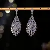 2026 Pendientes de Gota de Agua Completamente Incrustados de Lujo Ligero para Mujer Aguja de Plata S925 Pendientes Largos de Circonita Moda Europea y Americana Pendientes de Alta Gama