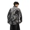 Chaqueta de Mezclilla Lavada Vintage Estilo High Street Americano, Cardigan Vintage de Marca de Moda para Primavera y Otoño, Abrigo Tie-Dye con Ambiente Europeo y Americano