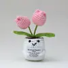 Tulipa em Vaso Tecida em Z com Fio de Lã Crochê Feito à Mão Produto Acabado com Energia Positiva, Flores Pequenas Multicores, Decoração de Flores Artificiais