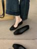 Zapatos de Tacón Bajo Cuadrado con Lazo y Boca Baja Brisa Nocturna para Mujer, Nuevos de Primavera y Otoño 2025, Zapatos Mary Jane de Gamuza Franceses