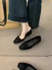 Zapatos de Tacón Bajo Cuadrado con Lazo y Boca Baja Brisa Nocturna para Mujer, Nuevos de Primavera y Otoño 2025, Zapatos Mary Jane de Gamuza Franceses