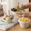 Tampa Descartável para Tigela de Papel Tampa para Tigela de Gelo de Taro Embalagem para Tigela Tampa Transparente Tigela para Smoothie Tigela para Raspadinha Popular Tampa de Bola Tampa em Arco