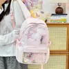 Mochila estilo japonés con bordados de lunares y estrellas, diseño nuevo, moderna y linda, perfecta para estudiantes de secundaria, una opción única y a la moda