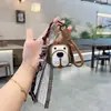 Muñeco de Perro de Cuero Lindo Cuerda Hecha a Mano Creativa Cartoon de Cuero PU Llavero de Coche Colgante Decorativo para Bolso de Celebridad de Internet