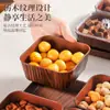 Prato de Frutas Estilo Chinês com Textura de Madeira, Tampa e Compartimentos para Uso Doméstico, Caixa de Nozes e Lanches de Alto Valor para a Sala de Estar durante o Ano Novo