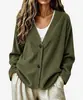 2026 Amazon Outono/Inverno Novo Cardigan Casual Feminino de Veludo com Botões e Gola V de Manga Longa
