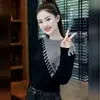 Suéter Color Block Patchwork Elegante Falso Duas Peças Malha Manga Longa Novo de Nicho Primavera/Outono 2026 Feminino