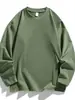 Sudadera de manga larga con cuello redondo para hombre, corte holgado, color liso, top deportivo casual para primavera y otoño, sin capucha