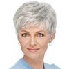 Peluca de Venta Caliente Transfronteriza Europea y Americana 2025 Gris Plateado Cabello Corto de Mujer Naturalmente Esponjoso Fibra Química Natural Peluca Completa para la Cabeza
