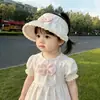 Sombrero de Algodón Puro para Bebé Niña Verano con Encaje y Moño Visera Elegante Sombrero de Sol para Bebés Niñas