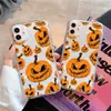 Capa de Celular Abóbora de Halloween Adequada para Iphone17 Case de Celular Apple 16 Pro com Almofada de Ar 14/13 Anti-Queda Abertura Grande