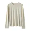 Blusa de malha feminina de manga comprida, cor sólida, gola redonda, nova, simples e elegante, para uso transfronteiriço, básica, versátil, para outono e inverno, corte solto
