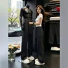 Pantalones casuales de cuadros rectos de secado rápido en blanco para hombres y mujeres, pantalones finos de seda helada transpirables holgados de verano, pantalones deportivos estilo americano