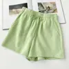 Comercio exterior al por mayor shorts de color liso para mujer verano finos holgados talla grande cintura alta rectos pierna ancha ocio deportes pantalones cortos ajustados