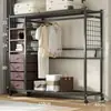 Guarda-roupa para uso doméstico no quarto, guarda-roupa simples para moradia alugada, armário de armazenamento durável, guarda-roupa de metal montado econômico