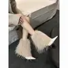 Nuevos estilos de otoño e invierno: botas de moda de punta fina, con tacón de aguja, de tacón alto y de tacón bajo, botas versátiles de estilo coreano con forro de felpa para abrigar, y botas de nieve
