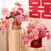 Decoraciones para Habitación de Boda, Flores Artificiales, Flores Rojas Festivas para Decoración de Sala de Casa Nueva, Arreglos de Boda, Arreglos Florales de Boda, Cubos de Abrazo