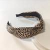 Venda Quente Transfronteiriça Europeia e Americana de Aba Larga Simples Tecido Estampa de Leopardo Estilo Nó Moderno Tecido Facial Feminino Aro de Cabelo