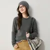 Temperamento gentil e elegante! Suéter de gola redonda 100% cashmere para mulheres, suéter de tricô solto e despojado, novo top simples de outono e inverno