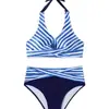 Bikini de Encaje con Cordones Transfronterizo para Playa, Estilo Europeo y Americano, Conjunto de Tres Piezas Más Vendido en Amazon, Cuello Halter, Bikini Sexy para Vacaciones, Modelo Nuevo