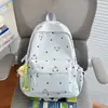 Mochila Estampa de Coelho com Bolinhas Azul Claro Transparente Doce Gentil Estilo Melhor Amigo Passeio de Férias Armazenamento Mochila Pequena