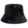 Primavera e Outono Novo Chapéu de Pescador de Veludo Dourado Estilo Coreano Feminino Moda Personalizado Lantejoulas Malha Sombra Sombreamento Rosto Pequeno Chapéu de Bacia