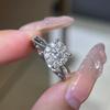 Anel de Casamento Confissão Pétalas Anel de Diamante Moissanite Sintético Aberto Anel Feminino Buscando Amor Casamento Zircônia Micro-cravejado Anel Banhado a Prata