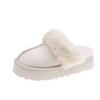 Botas de Neve com Pelo Integrado, Chinelos Femininos para Exterior, Novo Estilo 2023, Bico Fechado, Fundo Plano, Meio Chinelo, Sapatos de Algodão com Solado Grosso