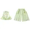 Nuevo Conjunto de Verano Floral Estilo Chino para Niñas 2026 Nuevo Modelo Niña Pequeña Estilo Chino Hanfu Ropa de Verano Conjunto de Dos Piezas